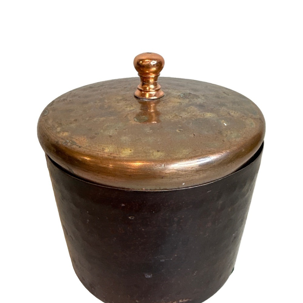 Hancock Fabrics Copper Finish Metal Canister Decorative Lidded Storage Jar India